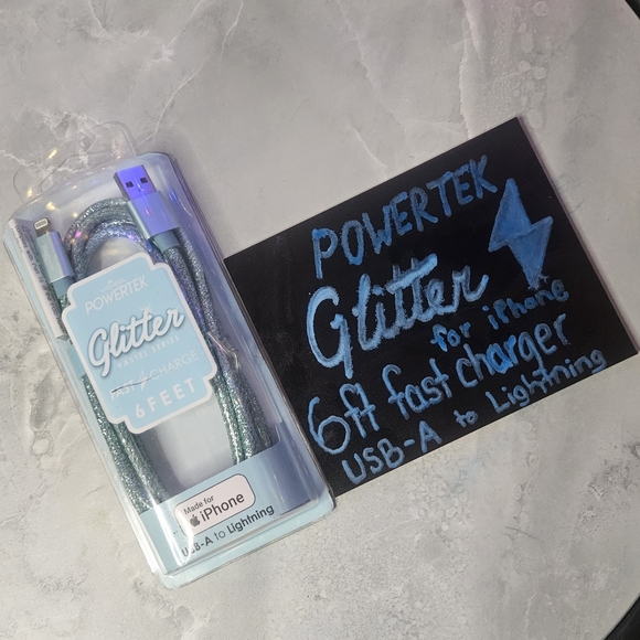 Liquipel Powertek: 6ft Charging Cord, Blue, USB-A to Lightning FOR iPHONE - Picture 3 of 6